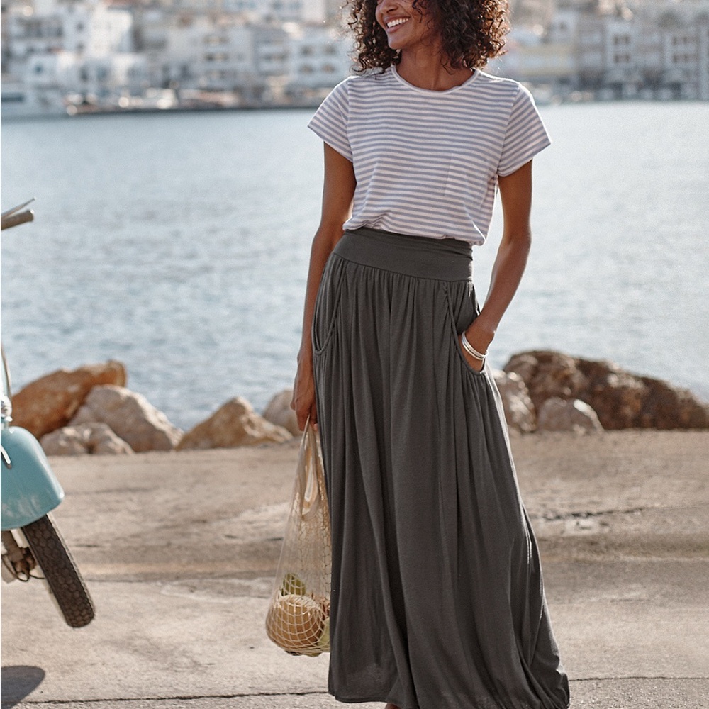 Garnet Hill Charcoal Maxi Skirt
